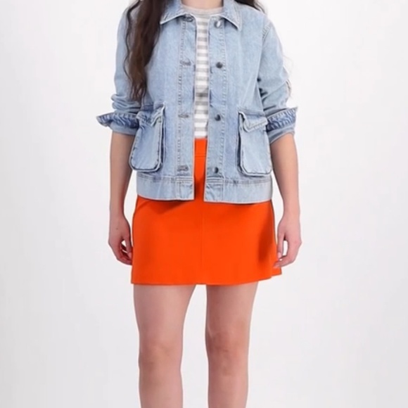 On 34th Women's Ponté-Knit Mini Skirt Orange Stretch w/ buttons - Picture 13 of 13